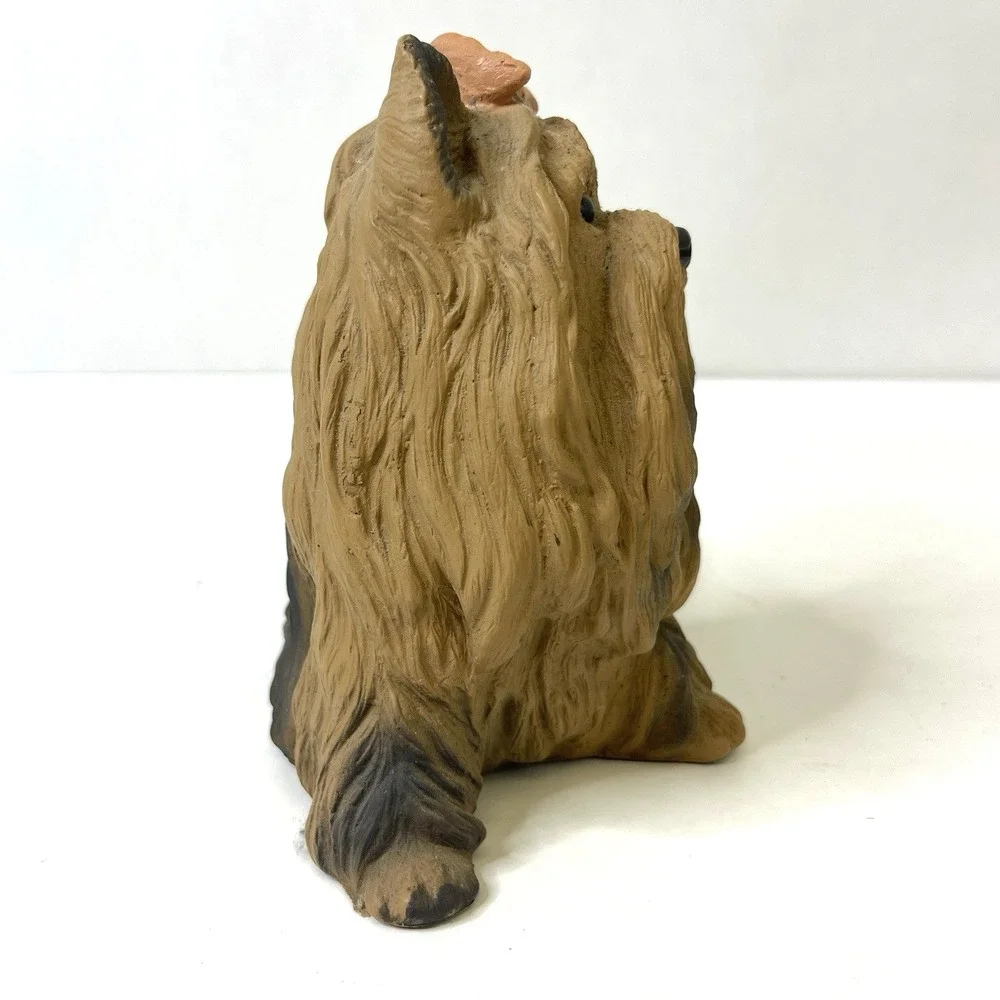 Vintage 1993 Yorkshire Terrier Homco Resin Dog Figurine Yorkie Pink Bow 8x4x6 2#